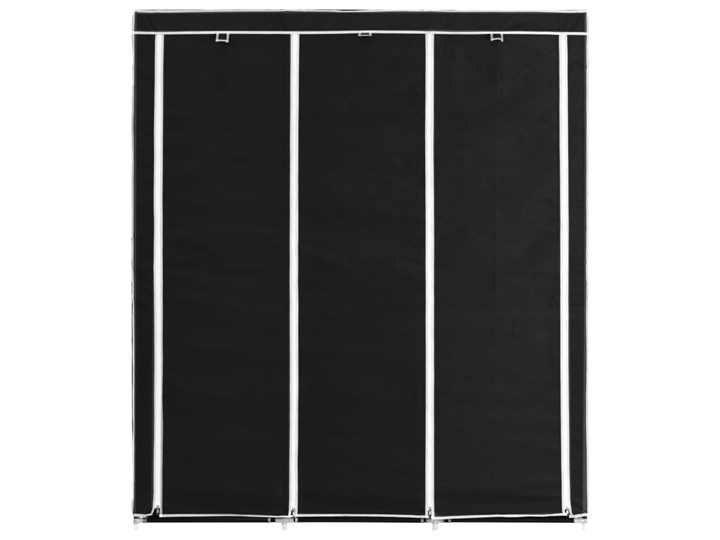 vidaXL Szafa z przegrodami i drążkami, czarna, 150x45x175 cm, tkanina Głębokość 45 cm Kolor Czarny Plastik Tworzywo sztuczne Szerokość 150 cm Kategoria Szafy do garderoby