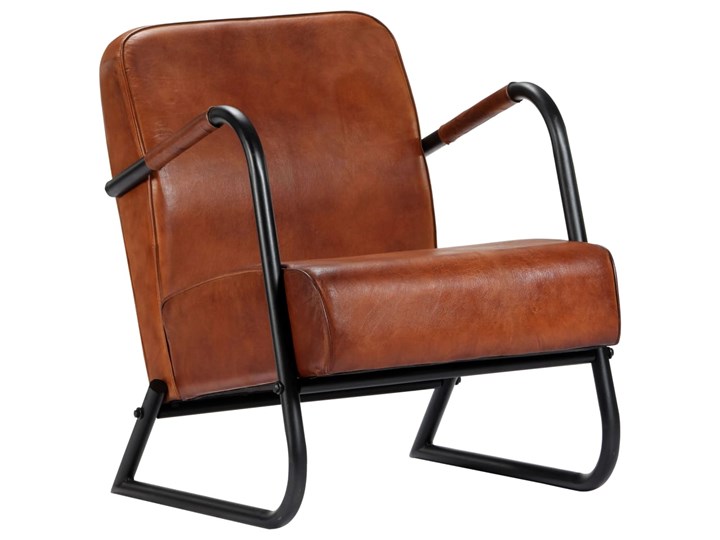 vidaXL Fotel wypoczynkowy, brązowy, skóra naturalna Metal Szerokość 58 cm Styl Nowoczesny Pomieszczenie Salon