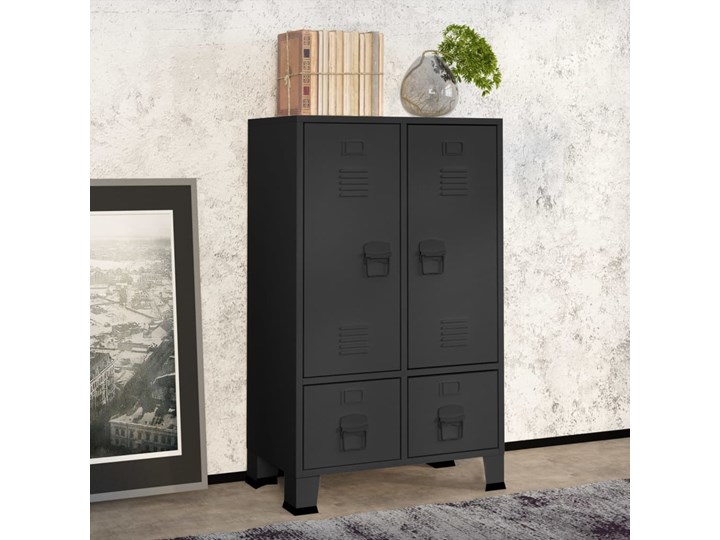 vidaXL Szafa w stylu industrialnym, antracytowa, 67x35x107 cm, stal Metal Głębokość 35 cm Szerokość 67 cm Kategoria Szafy do garderoby