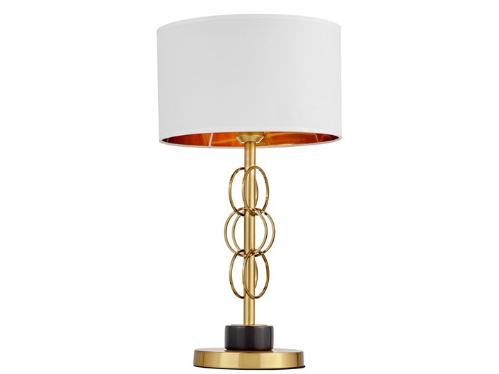 Elegancka lampa stołowa biało-mosiężna Azzaria Wysokość 56 cm Mosiądz Lampa z kloszem Stal Lampa z abażurem Styl Tradycyjny