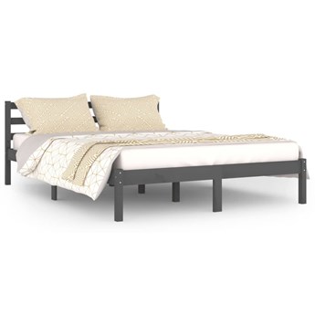 vidaXL Rama łóżka, lite drewno sosnowe, 140x200 cm, szare