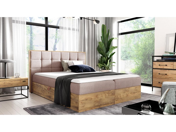Łóżko kontynentalne 120x200 WOOD1 / z pojemnikiem Drewno Tkanina Kategoria Łóżka do sypialni