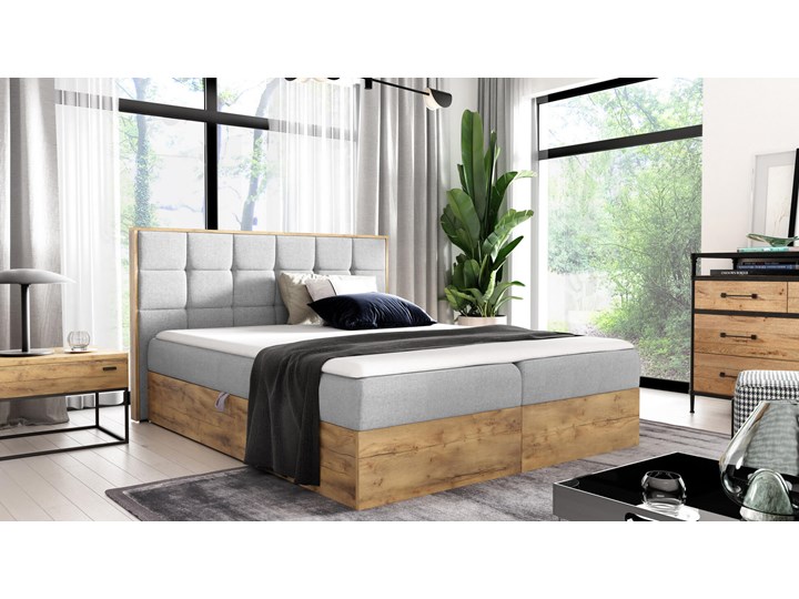 Łóżko kontynentalne 120x200 WOOD1 / z pojemnikiem Drewno Tkanina Kategoria Łóżka do sypialni