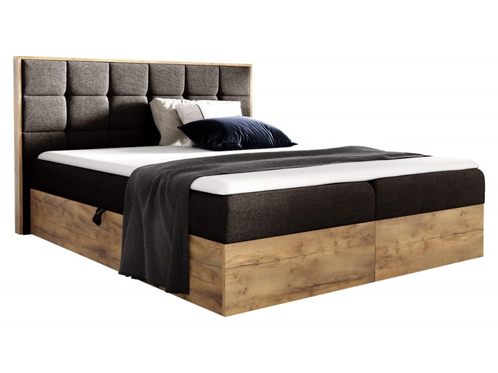 Łóżko kontynentalne 160x200 WOOD1 / z pojemnikiem Drewno Tkanina Kategoria Łóżka do sypialni Rozmiar materaca 160x200 cm
