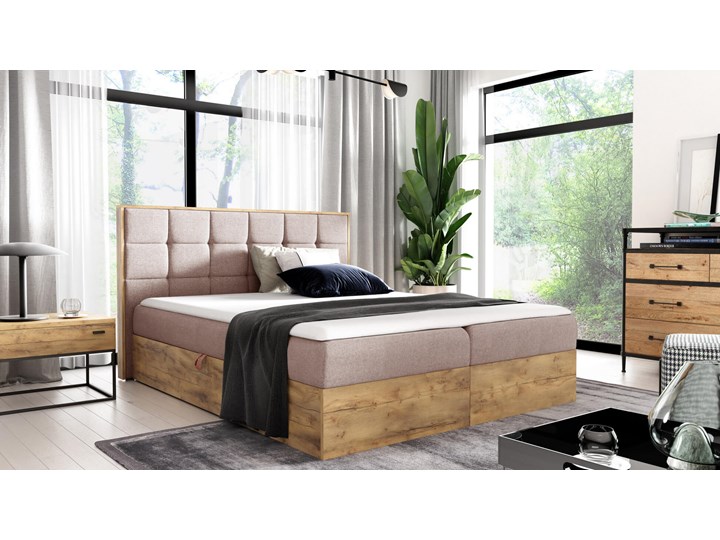 Łóżko kontynentalne 200x200 WOOD1 / z pojemnikiem Rozmiar materaca 200x200 cm Tkanina Drewno Kategoria Łóżka do sypialni