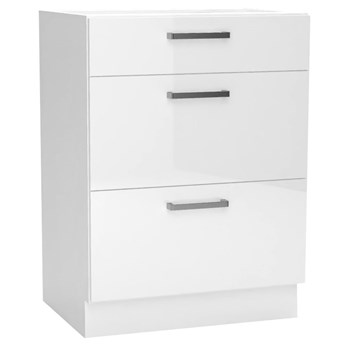 Biała szafka z 3 szufladami do kuchni - Elora 12X 60 cm połysk