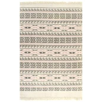 vidaXL Dywan typu kilim, bawełna, 120 x 180 cm, szaro-różowy ze wzorem