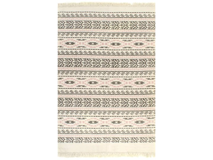 vidaXL Dywan typu kilim, bawełna, 120 x 180 cm, szaro-różowy ze wzorem Dywany Wzór Z nadrukiem 120x180 cm Prostokątny Pomieszczenie Sypialnia