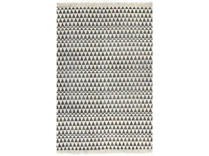 vidaXL Dywan typu kilim, bawełna, 160 x 230 cm, czarno-biały ze wzorem Kolor Czarny Dywany Prostokątny 160x230 cm Wzór Z nadrukiem