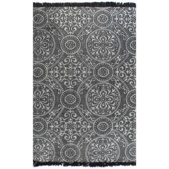 vidaXL Dywan typu kilim, bawełna, 120 x 180 cm, szary ze wzorem