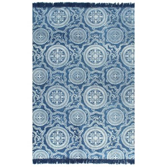 vidaXL Dywan typu kilim, bawełna, 120 x 180 cm, niebieski ze wzorem