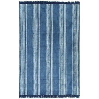 vidaXL Dywan typu kilim, bawełna, 120 x 180 cm, niebieski ze wzorem