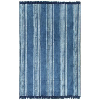 vidaXL Dywan typu kilim, bawełna, 160 x 230 cm, niebieski ze wzorem