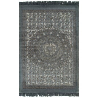 vidaXL Dywan typu kilim, bawełna, 120 x 180 cm, szary ze wzorem