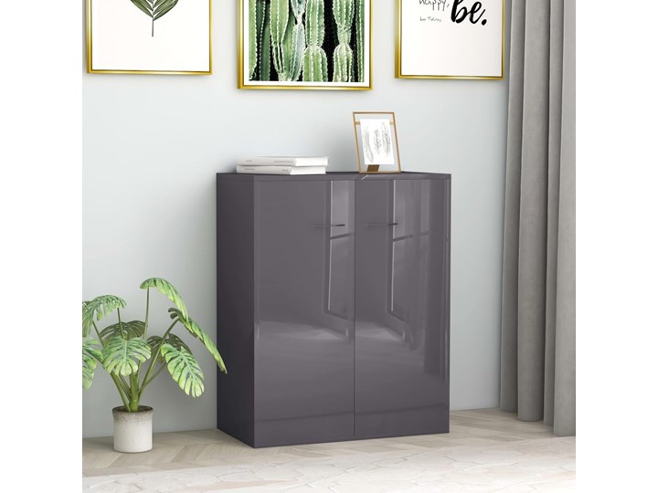 vidaXL Szafka na wysoki połysk, szara, 60 x 30 x 75 cm, płyta wiórowa Pomieszczenie Sypialnia Szerokość 105 cm Szerokość 60 cm Płyta MDF Z szafkami Głębokość 30 cm Pomieszczenie Garderoba