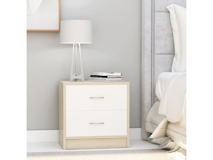 vidaXL Szafki nocne, 2 szt., biel i dąb sonoma, 40x30x40 cm Uniwersalne Głębokość 30 cm Płyta laminowana Płyta MDF Drewno Płyta meblowa Kategoria Szafki i regały