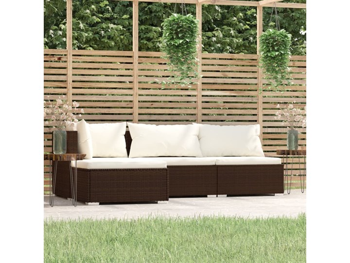 vidaXL 4-cz. ogrodowy zestaw wypoczynkowy, poduszki, rattan PE, brąz Technorattan Zawartość zestawu Sofa Zestawy modułowe Zestawy wypoczynkowe Kategoria Zestawy mebli ogrodowych