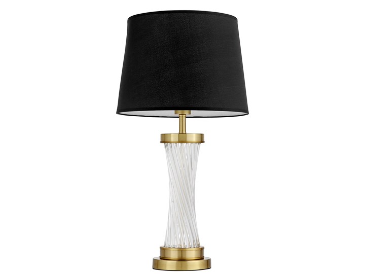 Czarno-mosiężna lampa nocna Villanova Glamour Stal Wysokość 26 cm Mosiądz Szkło Lampa z kloszem Lampa z abażurem Styl Tradycyjny