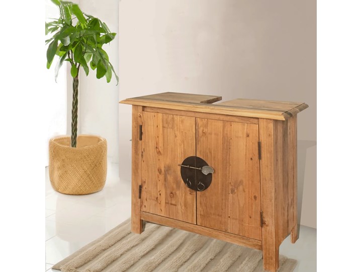 vidaXL Szafka łazienkowa pod umywalkę, drewno sosnowe, 70x32x63 cm Szafki Stojące Rodzaj frontu Drzwiczki Głębokość 32 cm Szerokość 70 cm Kategoria Szafki stojące