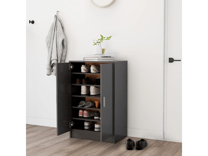 vidaXL Szafka na buty, szara, 60x35x92 cm, płyta wiórowa Płyta meblowa Szerokość 60 cm Głębokość 35 cm Płyta MDF Płyta laminowana Kategoria Szafki i regały Styl Nowoczesny