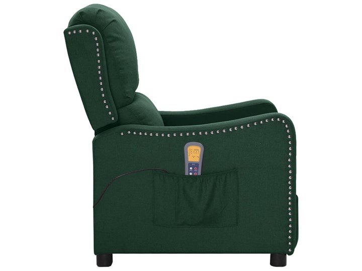 vidaXL Rozkładany fotel masujący, ciemnozielony, obity tkaniną Metal Tworzywo sztuczne Pomieszczenie Salon Drewno Fotel rozkładany Kategoria Fotele do salonu