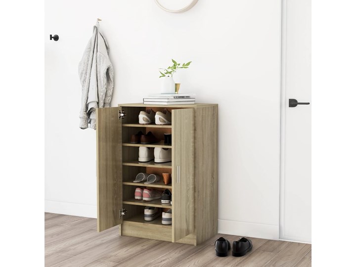 vidaXL Szafka na buty, kolor dąb sonoma, 60x35x92 cm, płyta wiórowa Płyta laminowana Płyta MDF Głębokość 35 cm Szerokość 60 cm Płyta meblowa Drewno Kategoria Szafki i regały