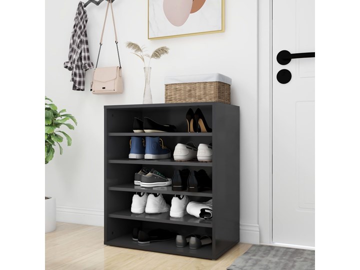 vidaXL Szafka na buty, wysoki połysk, czarna, 60x35x70 cm Płyta MDF Płyta meblowa Głębokość 35 cm Płyta laminowana Regał Szerokość 60 cm Kategoria Witryny