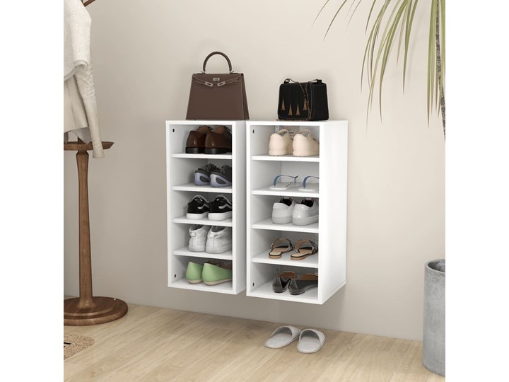 vidaXL Szafki na buty, 2 szt., białe, 31,5x35x70 cm, płyta wiórowa Płyta laminowana Płyta MDF Pomieszczenie Sypialnia Głębokość 35 cm Płyta meblowa Szerokość 32 cm Pomieszczenie Przedpokój