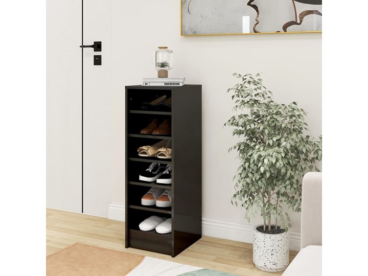 vidaXL Szafka na buty, szara z połyskiem, 31,5x35x92 cm, płyta wiórowa Pomieszczenie Sypialnia Płyta MDF Szerokość 32 cm Głębokość 35 cm Płyta meblowa Płyta laminowana Kolor Szary
