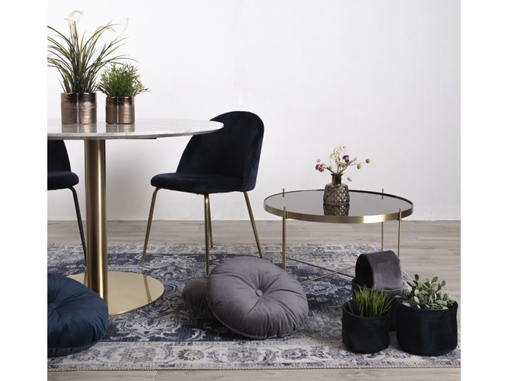 Złoty stolik do salonu w stylu glamour Venezia duży Szkło Szerokość 70 cm Metal Wysokość 40 cm Długość 70 cm Zestaw stolików Funkcje Z szufladami