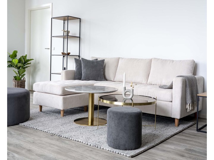 Złoty stolik do salonu w stylu glamour Venezia duży Wysokość 40 cm Metal Długość 70 cm Zestaw stolików Szkło Szerokość 70 cm Funkcje Rozkładane