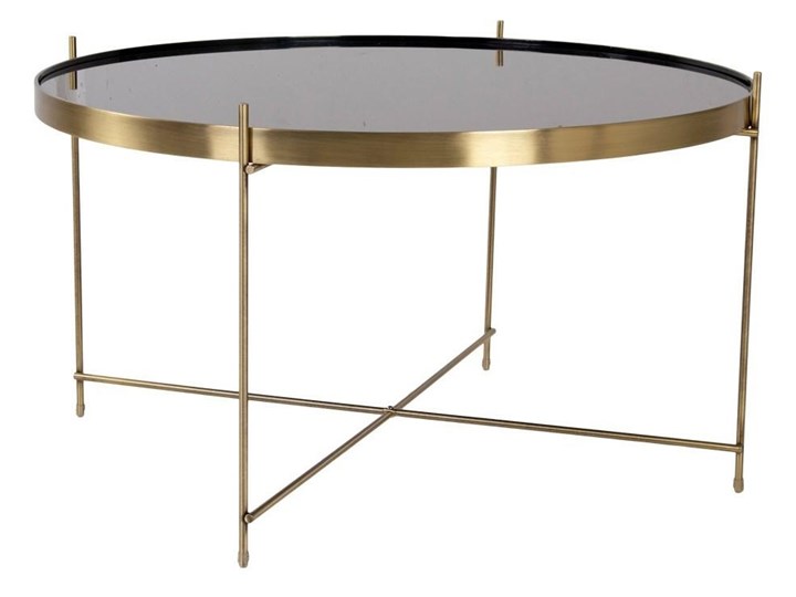 Złoty stolik do salonu w stylu glamour Venezia duży Wysokość 40 cm Szerokość 70 cm Szkło Metal Zestaw stolików Długość 70 cm Rodzaj nóg Kółka