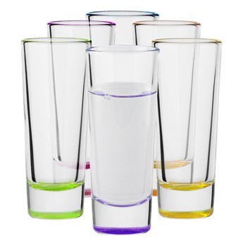 Trend Glass Kieliszki do shotów i wódki z kolorowym dnem Lenah Rainbow Blast 60 ml