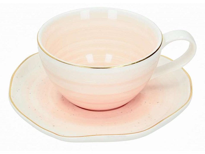 Filiżanka ze spodkiem Artesanal rose 250ml, 16 × 16 × 6,5 cm Porcelana Kategoria Filiżanki Filiżanka do herbaty Kolor Beżowy