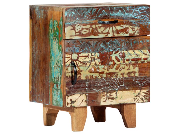 vidaXL Ręcznie rzeźbiona szafka nocna, 40x30x50 cm, drewno odzyskane Nocne Uniwersalne Szerokość 40 cm Głębokość 30 cm Sosna Typ Nocne