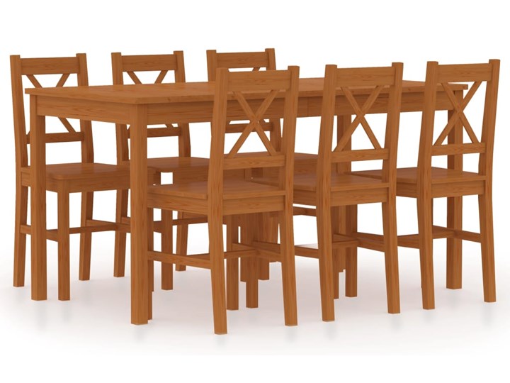 vidaXL 7-częściowy zestaw mebli do jadalni, drewno sosny, miodowy brąz Pomieszczenie Jadalnia Liczba krzeseł 6 krzeseł