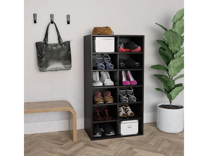 vidaXL Półka na buty, czarna, 54x34x100 cm Kolor Czarny Płyta meblowa Płyta laminowana Głębokość 34 cm Szerokość 54 cm Płyta MDF Typ Stojące