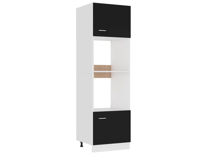 vidaXL Szafka na mikrofalówkę, czarna, 60x57x207 cm, płyta wiórowa Płyta MDF Kolor Czarny