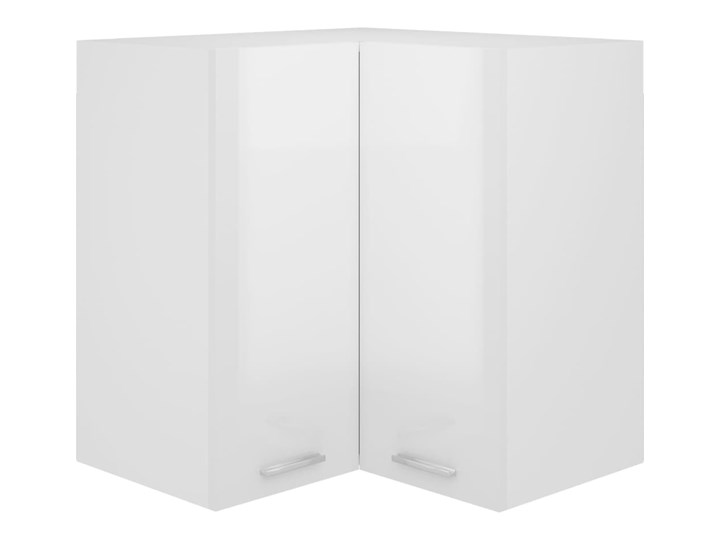 vidaXL Wisząca szafka narożna, biała, wysoki połysk, 57x57x60 cm Szafka wisząca Płyta MDF Kolor Biały