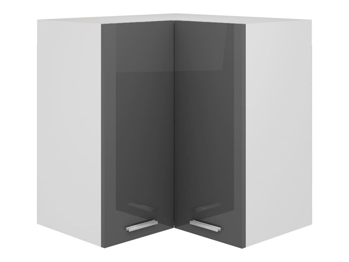 vidaXL Wisząca szafka narożna, szara, wysoki połysk, 57x57x60 cm Szafka wisząca Płyta MDF Kategoria Szafki kuchenne