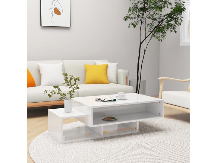 vidaXL Stolik kawowy, biały z połyskiem, 105x55x32 cm, płyta wiórowa Długość 105 cm Szerokość 55 cm Kształt blatu Prostokątne