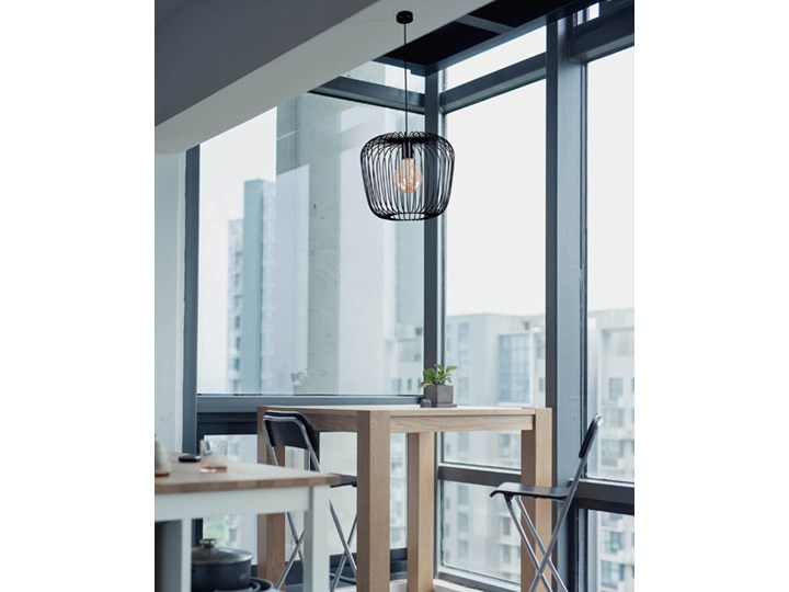 Czarna loftowa lampa wisząca 45 cm - S543-Mitos Metal Styl Industrialny Lampa druciana Pomieszczenie Jadalnia