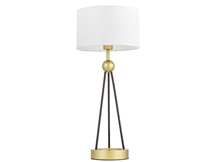 Elegancka lampa nocna biała Belforte Kolor Złoty Metal Lampa z kloszem Wysokość 70 cm Stal Mosiądz Lampa z abażurem Styl Industrialny