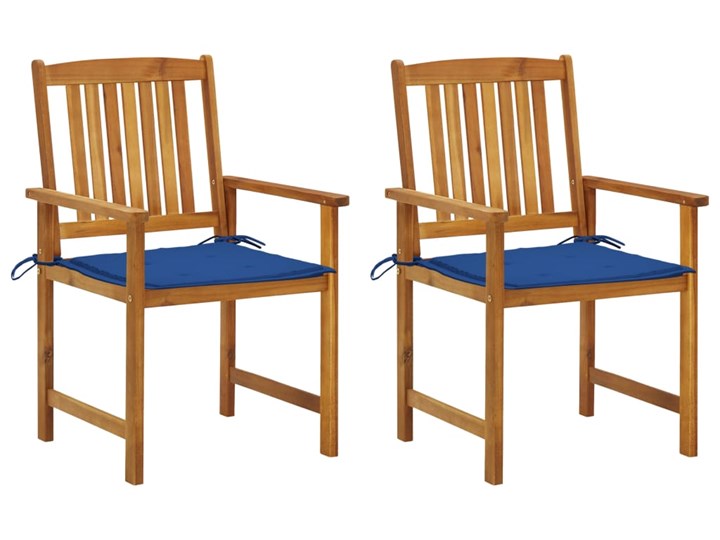vidaXL Krzesła ogrodowe z poduszkami, 2 szt., drewno akacjowe Tworzywo sztuczne Styl Rustykalny