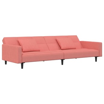 vidaXL 2-os. kanapa z poduszkami i podnóżkiem, różowa, aksamitna