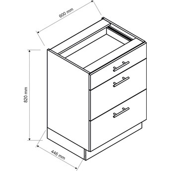 Biała dolna szafka z 3 szufladami do kuchni - Sergio 10X 60 cm