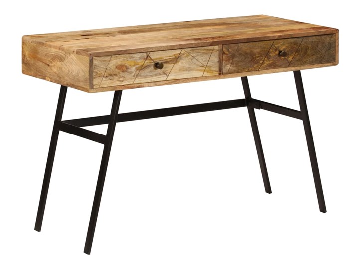 vidaXL Biurko z szufladami, lite drewno mango, 110 x 50 x 76 cm Biurko konsola Szerokość 110 cm Stal Głębokość 50 cm Biurko komputerowe Styl Industrialny