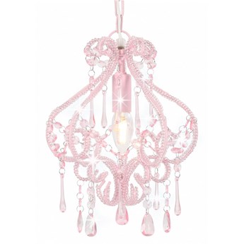 vidaXL Lampa sufitowa z koralikami, różowa, okrągła, E14