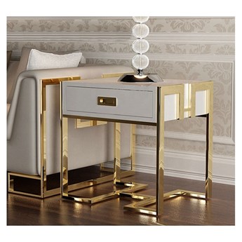 Szafka nocna / stolik boczny biało złota Luginn Glamour