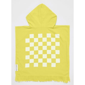 Żółty dziecięcy ręcznik plażowy z kapturem Sunnylife Checkerboard, 3-6 lat